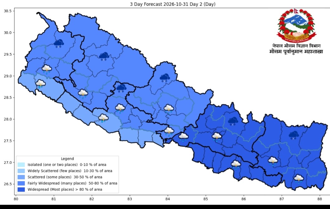 तीन प्रदेशमा भारी वर्षाको सम्भावना