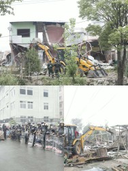 मनोहरा सुकुमवासी बस्तीमा घरटहरा भत्काउन सुरु