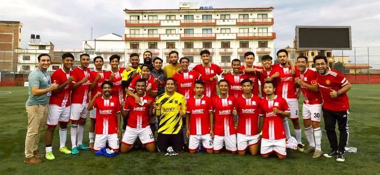 म्यान्चेस्टर युनाइटेड समर्थक टोली एमयुएफसी विजयचोकले ‘सी’डिभिजन लिग छनौट खेल्दै 